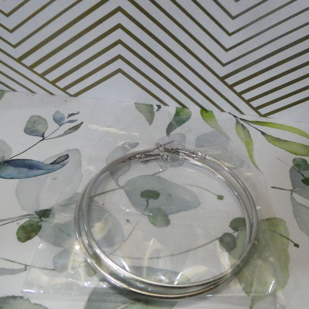 Medium sized hoops 2. Silver. Brand new never has been warren.
